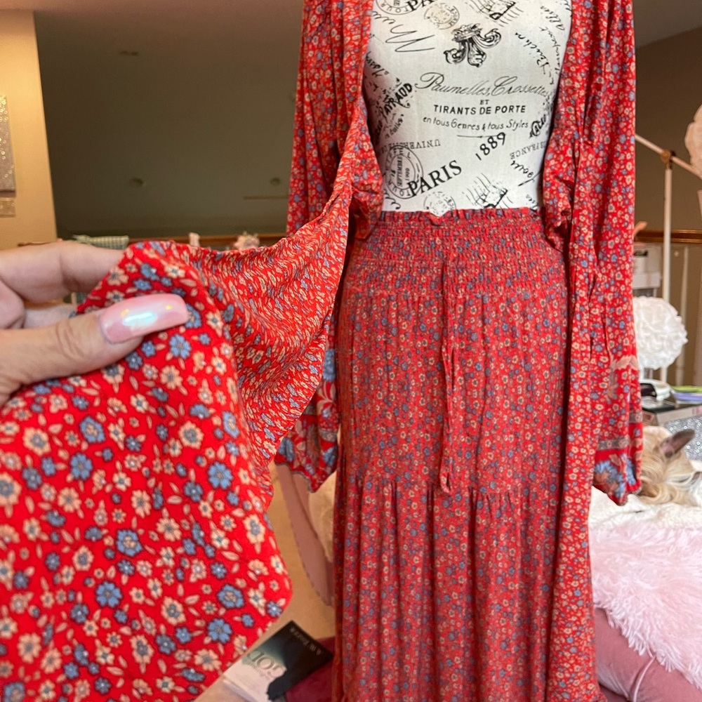Bohemian Cropped Pheasant Blouse and Skirt Set❤️ - Picture 9 of 15
